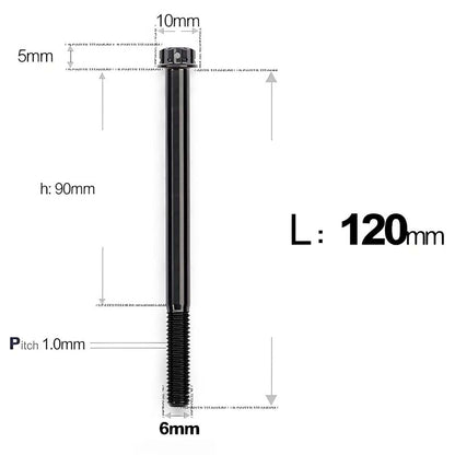 M6 Titanium Partial Thread Bolts (35-120mm) for Motorcycles, Bicycles, and E-Bikes