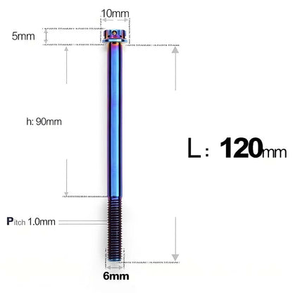 M6 Titanium Partial Thread Bolts (35-120mm) for Motorcycles, Bicycles, and E-Bikes