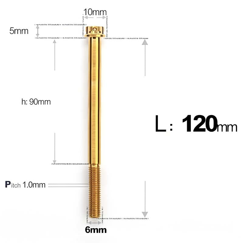 M6 Titanium Partial Thread Bolts (35-120mm) for Motorcycles, Bicycles, and E-Bikes