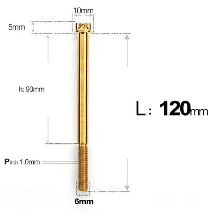 M6 Titanium Partial Thread Bolts (35-120mm) for Motorcycles, Bicycles, and E-Bikes