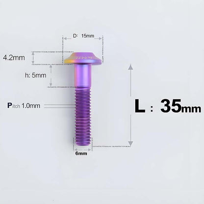 M6 X 35/40/45MM D15 Button Head Titanium Bolts For Electric Motorcycle