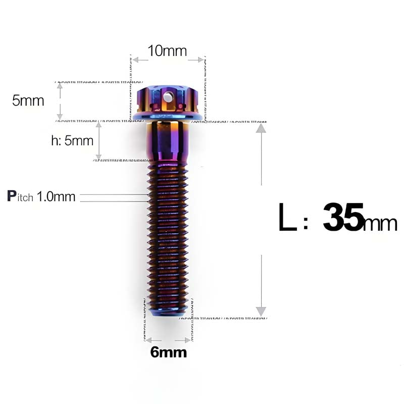 M6 Titanium Partial Thread Bolts (35-120mm) for Motorcycles, Bicycles, and E-Bikes