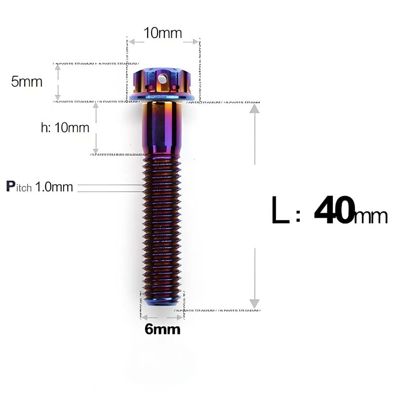 M6 Titanium Partial Thread Bolts (35-120mm) for Motorcycles, Bicycles, and E-Bikes