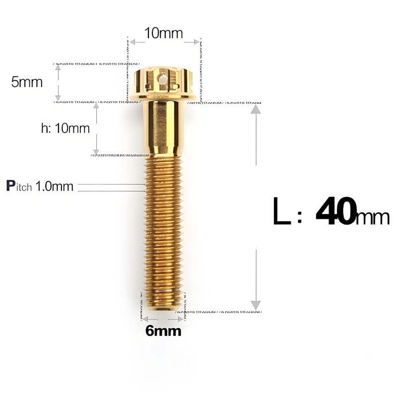 M6 Titanium Partial Thread Bolts (35-120mm) for Motorcycles, Bicycles, and E-Bikes