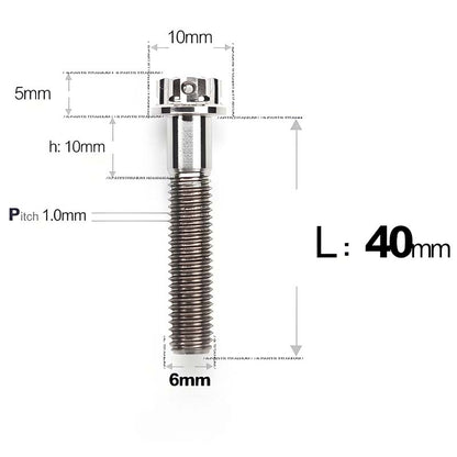 M6 Titanium Partial Thread Bolts (35-120mm) for Motorcycles, Bicycles, and E-Bikes