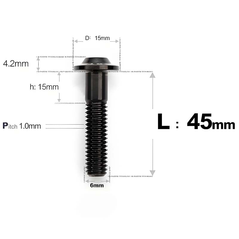 M6 X 35/40/45MM D15 Button Head Titanium Bolts For Electric Motorcycle