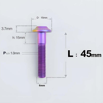 M6 X 35/40/45MM D15 Button Head Titanium Bolts For Electric Motorcycle