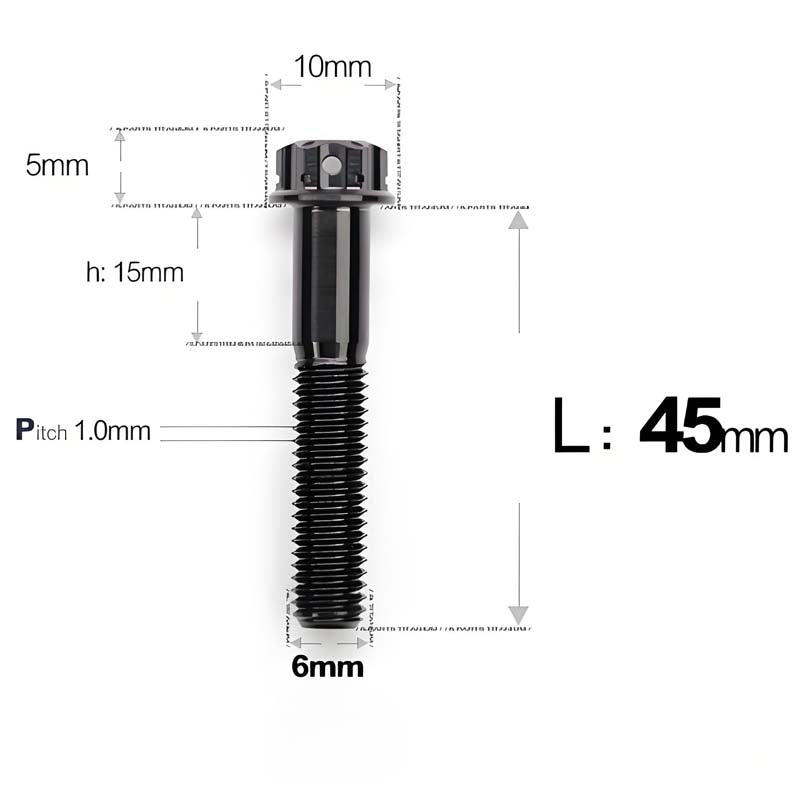M6 Titanium Partial Thread Bolts (35-120mm) for Motorcycles, Bicycles, and E-Bikes