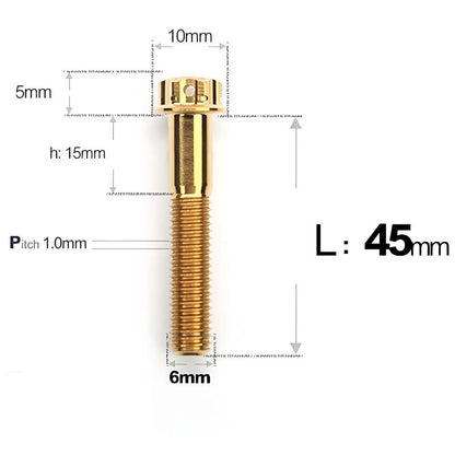 M6 Titanium Partial Thread Bolts (35-120mm) for Motorcycles, Bicycles, and E-Bikes