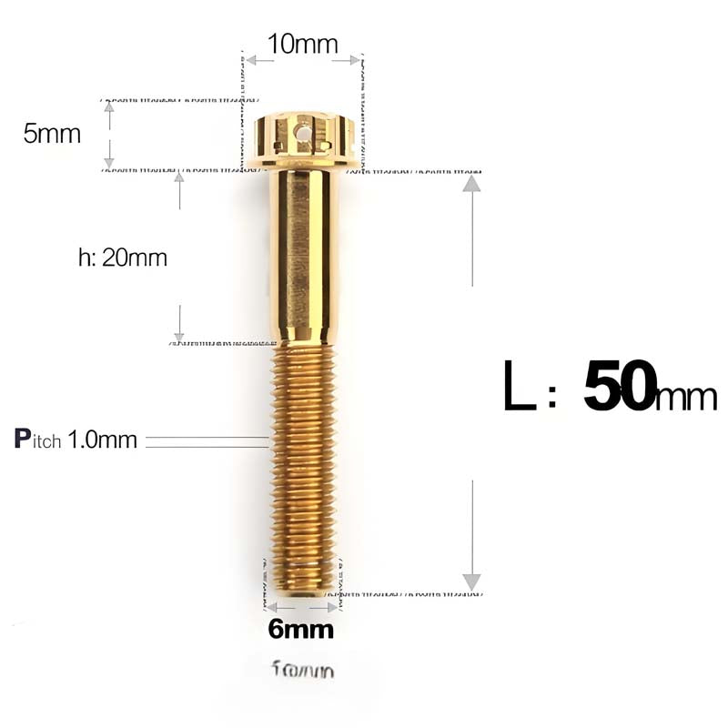 M6 Titanium Partial Thread Bolts (35-120mm) for Motorcycles, Bicycles, and E-Bikes