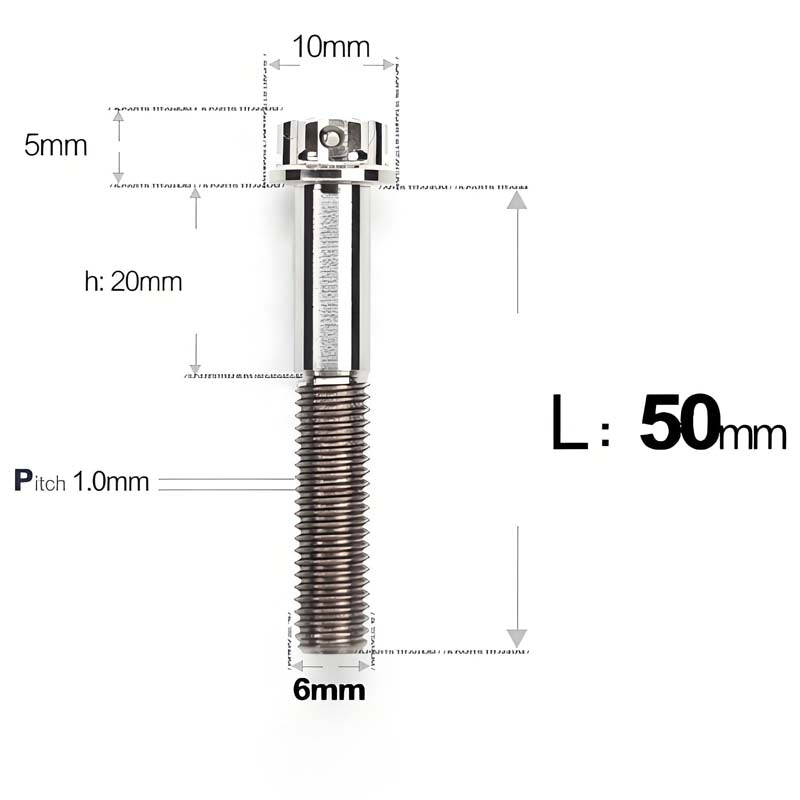 M6 Titanium Partial Thread Bolts (35-120mm) for Motorcycles, Bicycles, and E-Bikes