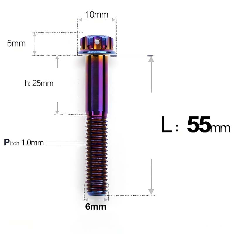 M6 Titanium Partial Thread Bolts (35-120mm) for Motorcycles, Bicycles, and E-Bikes