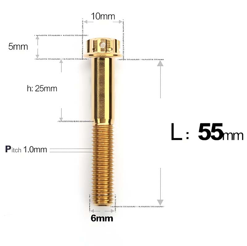 M6 Titanium Partial Thread Bolts (35-120mm) for Motorcycles, Bicycles, and E-Bikes