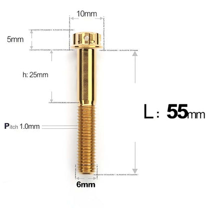 M6 Titanium Partial Thread Bolts (35-120mm) for Motorcycles, Bicycles, and E-Bikes