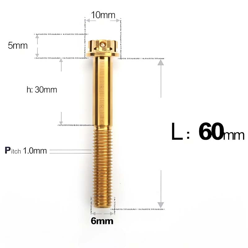 M6 Titanium Partial Thread Bolts (35-120mm) for Motorcycles, Bicycles, and E-Bikes