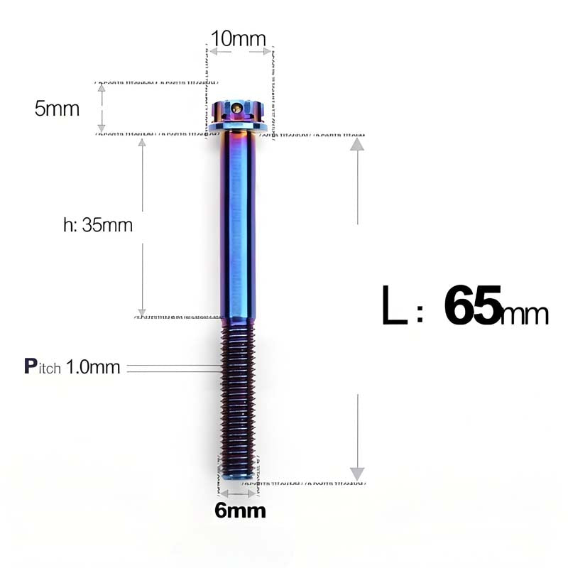 M6 Titanium Partial Thread Bolts (35-120mm) for Motorcycles, Bicycles, and E-Bikes