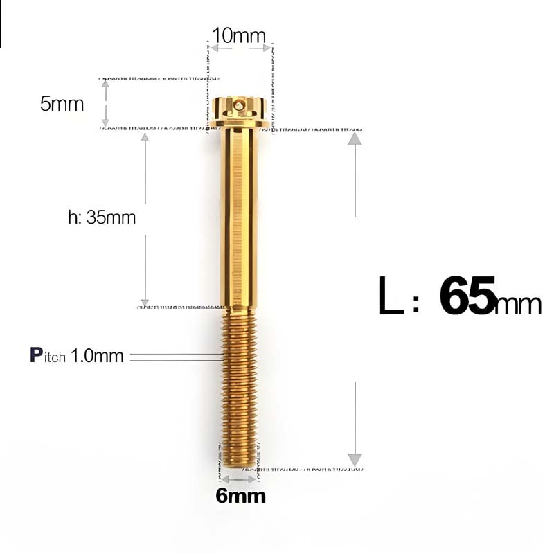 M6 Titanium Partial Thread Bolts (35-120mm) for Motorcycles, Bicycles, and E-Bikes