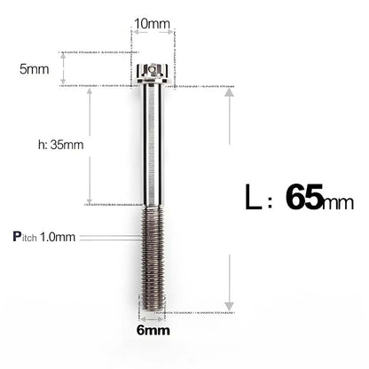 M6 Titanium Partial Thread Bolts (35-120mm) for Motorcycles, Bicycles, and E-Bikes