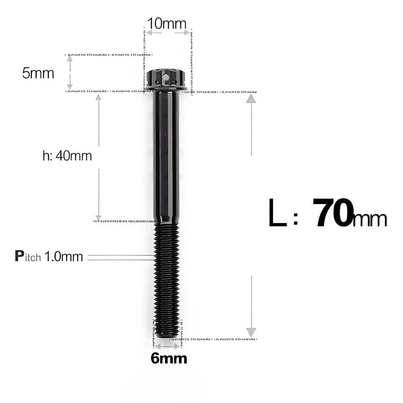 M6 Titanium Partial Thread Bolts (35-120mm) for Motorcycles, Bicycles, and E-Bikes
