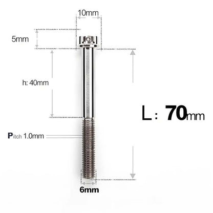 M6 Titanium Partial Thread Bolts (35-120mm) for Motorcycles, Bicycles, and E-Bikes