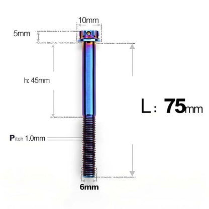 M6 Titanium Partial Thread Bolts (35-120mm) for Motorcycles, Bicycles, and E-Bikes
