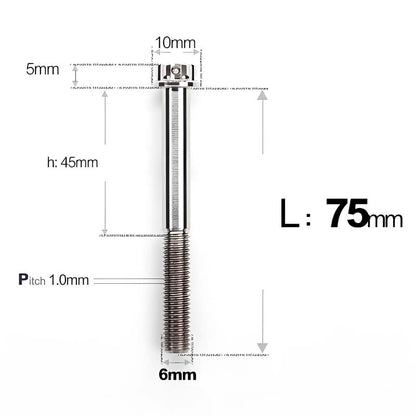 M6 Titanium Partial Thread Bolts (35-120mm) for Motorcycles, Bicycles, and E-Bikes