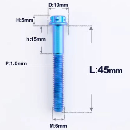 M6 X 8-120MM Titanium Bolts For Electric Motorcycle