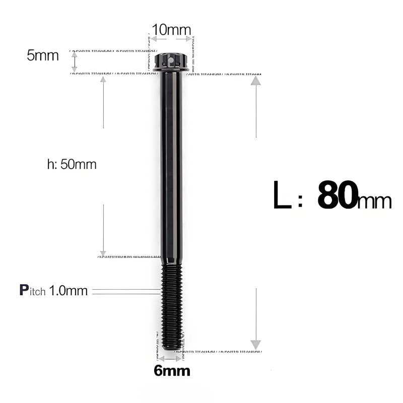 M6 Titanium Partial Thread Bolts (35-120mm) for Motorcycles, Bicycles, and E-Bikes