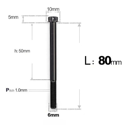 M6 Titanium Partial Thread Bolts (35-120mm) for Motorcycles, Bicycles, and E-Bikes