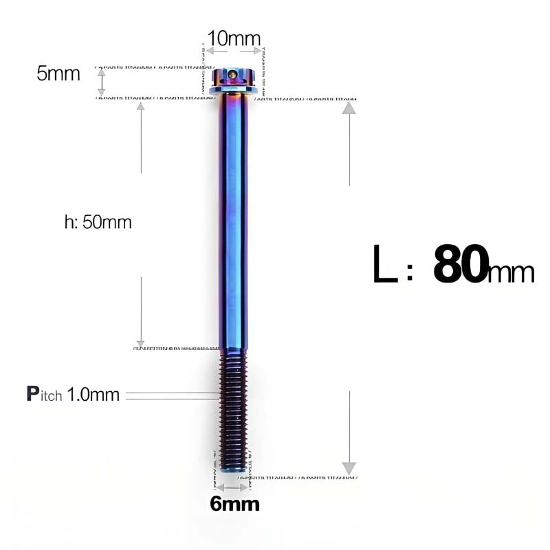 M6 Titanium Partial Thread Bolts (35-120mm) for Motorcycles, Bicycles, and E-Bikes
