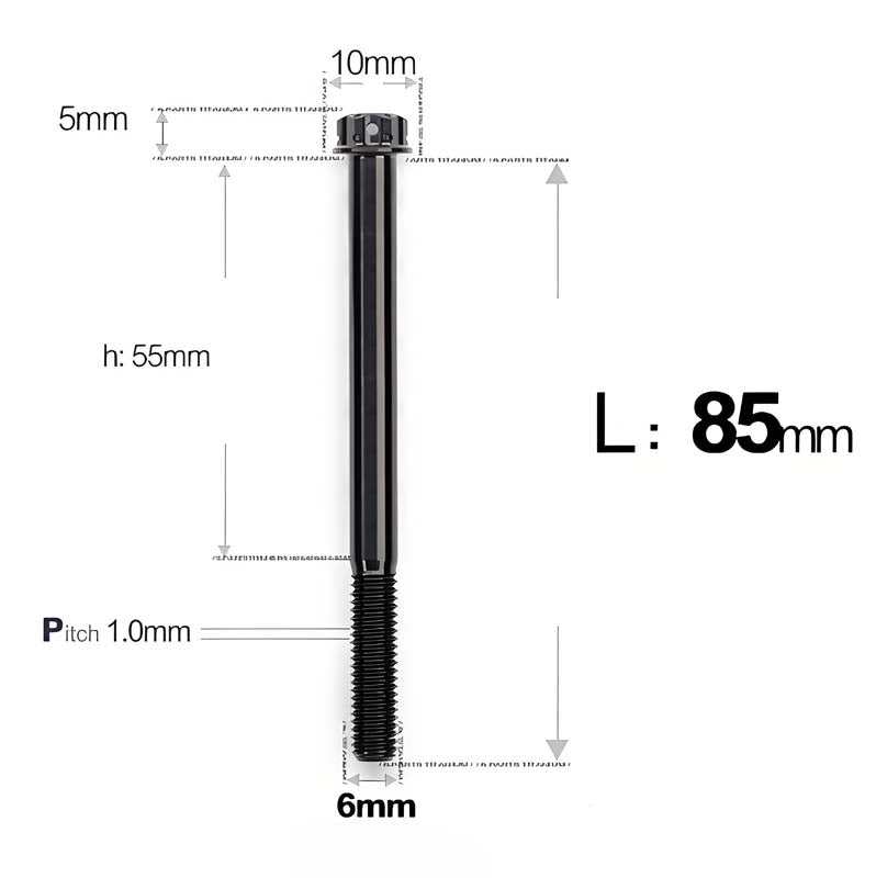 M6 Titanium Partial Thread Bolts (35-120mm) for Motorcycles, Bicycles, and E-Bikes