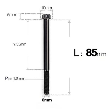 M6 Titanium Partial Thread Bolts (35-120mm) for Motorcycles, Bicycles, and E-Bikes