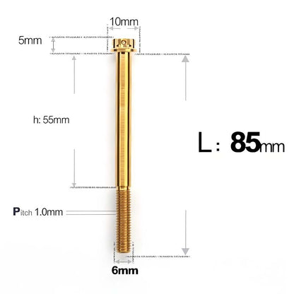 M6 Titanium Partial Thread Bolts (35-120mm) for Motorcycles, Bicycles, and E-Bikes