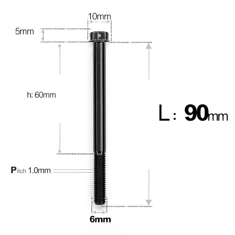 M6 Titanium Partial Thread Bolts (35-120mm) for Motorcycles, Bicycles, and E-Bikes