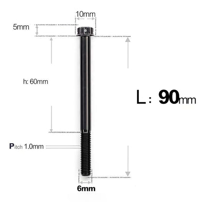 M6 Titanium Partial Thread Bolts (35-120mm) for Motorcycles, Bicycles, and E-Bikes