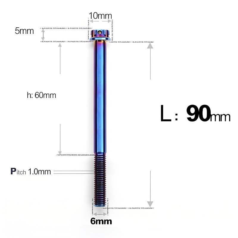 M6 Titanium Partial Thread Bolts (35-120mm) for Motorcycles, Bicycles, and E-Bikes
