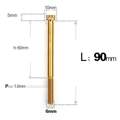 M6 Titanium Partial Thread Bolts (35-120mm) for Motorcycles, Bicycles, and E-Bikes