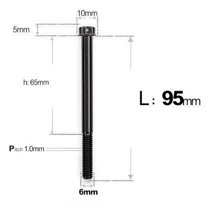 M6 Titanium Partial Thread Bolts (35-120mm) for Motorcycles, Bicycles, and E-Bikes