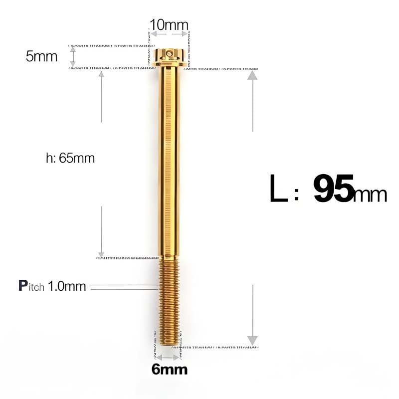 M6 Titanium Partial Thread Bolts (35-120mm) for Motorcycles, Bicycles, and E-Bikes