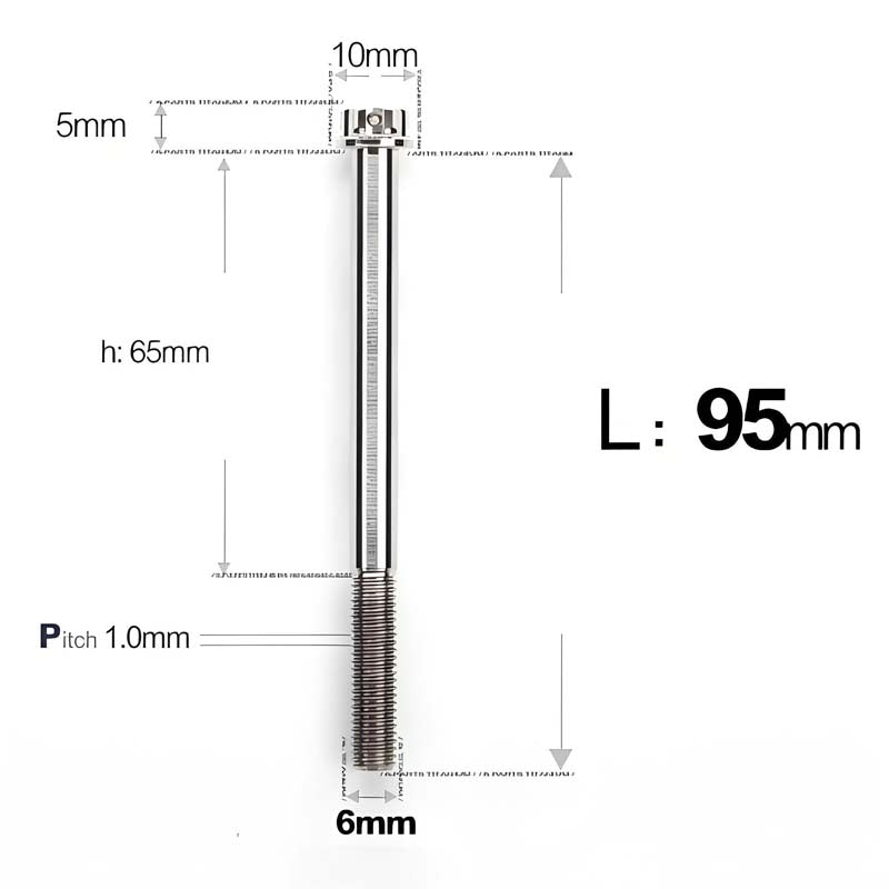M6 Titanium Partial Thread Bolts (35-120mm) for Motorcycles, Bicycles, and E-Bikes