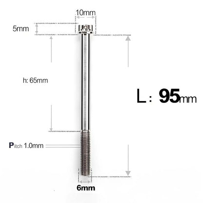 M6 Titanium Partial Thread Bolts (35-120mm) for Motorcycles, Bicycles, and E-Bikes