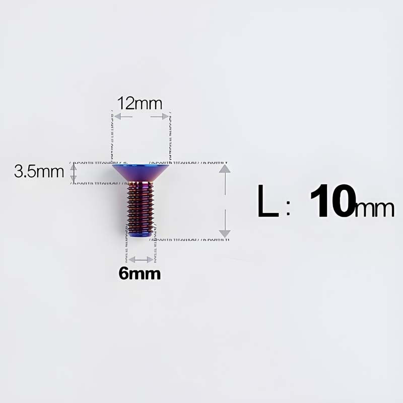 M6 x 10–40mm Titanium Flat Head Bolts – Countersunk Screws for Bike Components