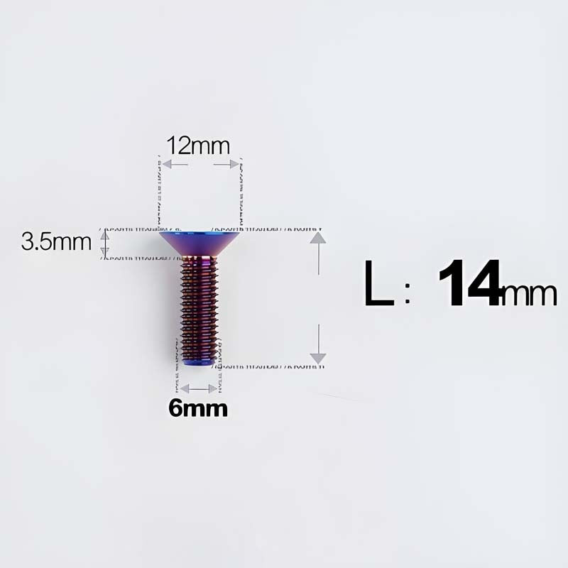 M6 x 10–40mm Titanium Flat Head Bolts – Countersunk Screws for Bike Components