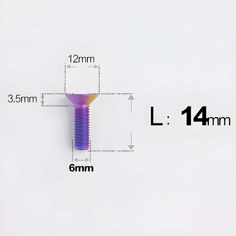 M6 x 10–40mm Titanium Flat Head Bolts – Countersunk Screws for Bike Components