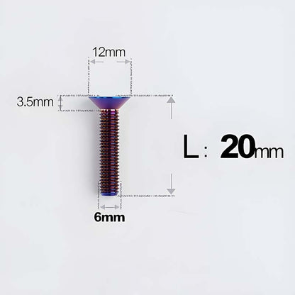 M6 x 10–40mm Titanium Flat Head Bolts – Countersunk Screws for Bike Components