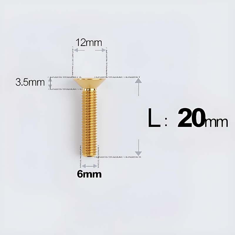 M6 x 10–40mm Titanium Flat Head Bolts – Countersunk Screws for Bike Components