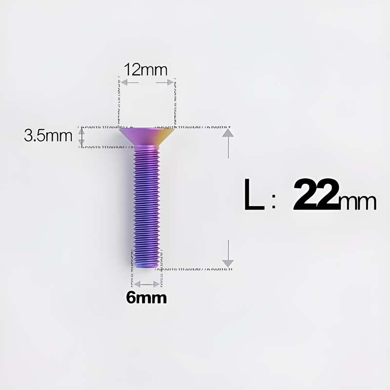 M6 x 10–40mm Titanium Flat Head Bolts – Countersunk Screws for Bike Components
