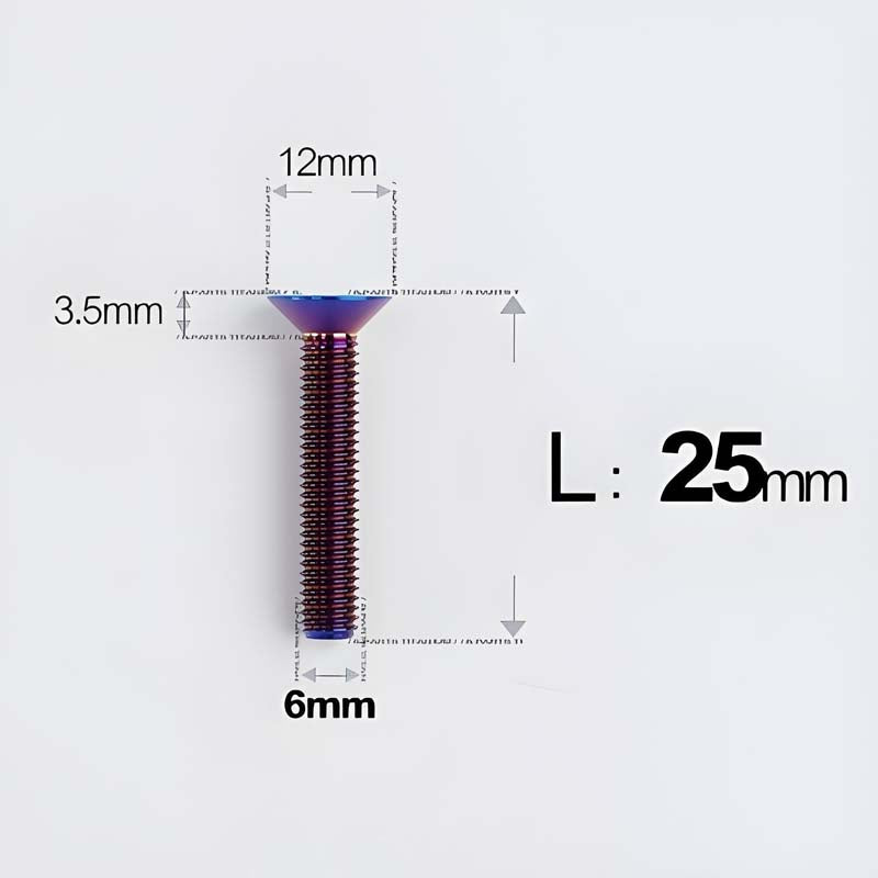 M6 x 10–40mm Titanium Flat Head Bolts – Countersunk Screws for Bike Components