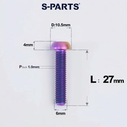 M6 X L8 20 35MM Top Cap Headset Titanium Bolt For Bike