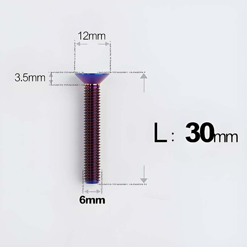 M6 x 10–40mm Titanium Flat Head Bolts – Countersunk Screws for Bike Components